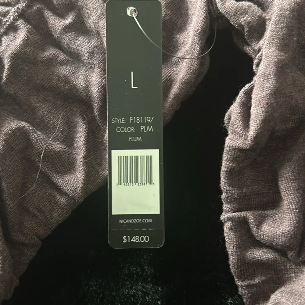 Brand new with tags, Nic and Zoe turtleneck, rouched plum sweater size Large - Picture 3 of 3